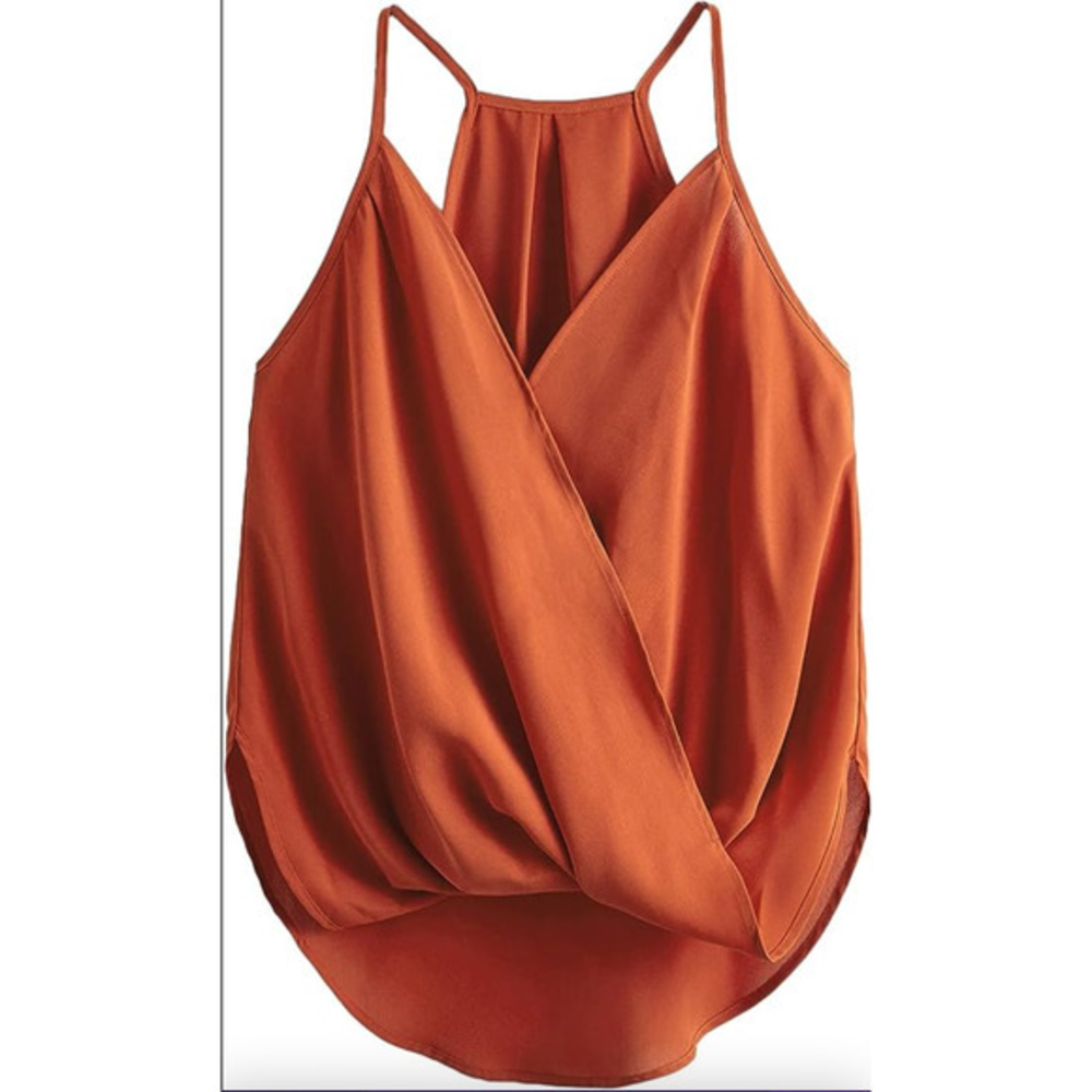 NWT SheIn Sleeveless Twist Front Wrap Cami Tank Top with‎ Spaghetti Strap Tee